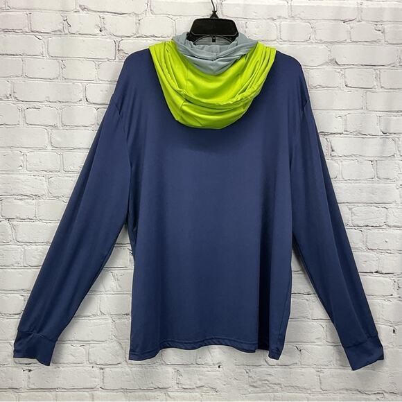 Silver Bait Fishing Hoodie Men's Size L Blue Lime Long Sleeve Boating Beach Pool - Picture 5 of 5